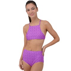 Background Polka Pink High Waist Tankini Set by HermanTelo