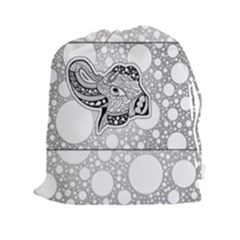 Elegant Mandala Elephant In Black And Wihte Drawstring Pouch (2xl) by FantasyWorld7