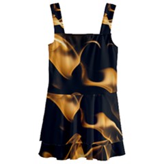 Can Walk On Volcano Fire, Black Background Kids  Layered Skirt Swimsuit by picsaspassion