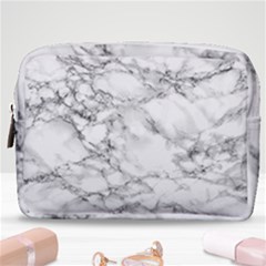White Marble Texture Floor Background With Black Veins Texture Greek Marble Print Luxuous Real Marble Make Up Pouch (medium) by genx