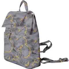 Marble Neon Retro Light Gray With Gold Yellow Veins Texture Floor Background Retro Neon 80s Style Neon Colors Print Luxuous Real Marble Buckle Everyday Backpack by genx