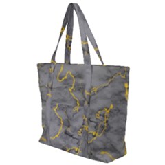 Marble Neon Retro Light Gray With Gold Yellow Veins Texture Floor Background Retro Neon 80s Style Neon Colors Print Luxuous Real Marble Zip Up Canvas Bag by genx