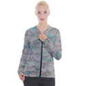 Marble light gray with bright cyan blue veins texture floor background retro neon 80s style neon colors print luxuous real marble Casual Zip Up Jacket View1