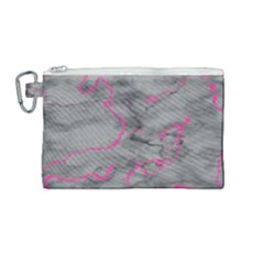 Marble Light Gray With Bright Magenta Pink Veins Texture Floor Background Retro Neon 80s Style Neon Colors Print Luxuous Real Marble Canvas Cosmetic Bag (medium) by genx