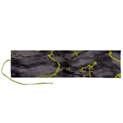 Marble Light Gray With Green Lime Veins Texture Floor Background Retro Neon 80s Style Neon Colors Print Luxuous Real Marble Roll Up Canvas Pencil Holder (l) by genx
