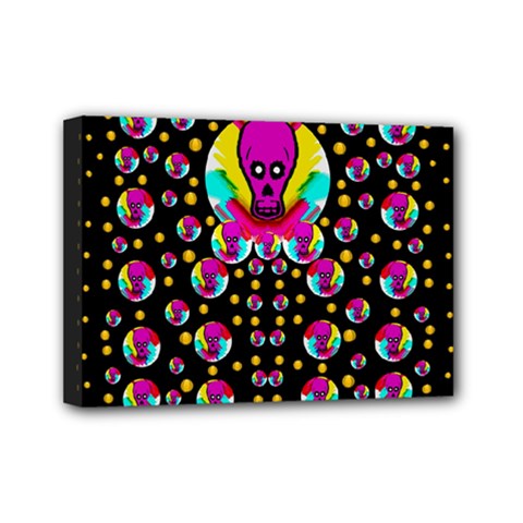 Skull With Many Friends Mini Canvas 7  X 5  (stretched) by pepitasart
