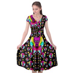Skull With Many Friends Cap Sleeve Wrap Front Dress by pepitasart