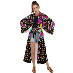 Skull With Many Friends Maxi Kimono by pepitasart