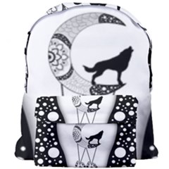 Wonderful Moon With Black Wolf Giant Full Print Backpack by FantasyWorld7