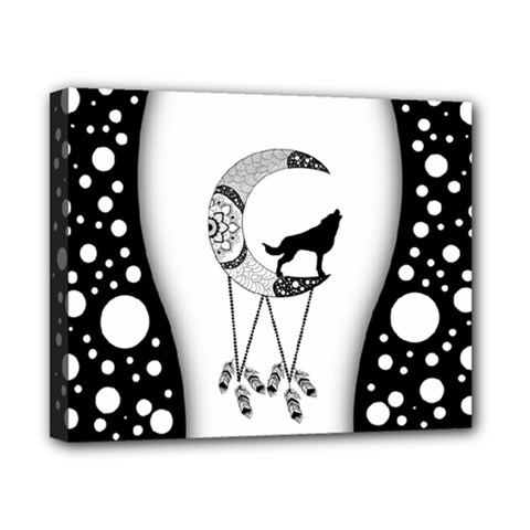 Wonderful Moon With Black Wolf Canvas 10  X 8  (stretched) by FantasyWorld7
