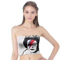 Banksy Graffiti Uk England God Save The Queen Elisabeth With David Bowie Rockband Face Makeup Ziggy Stardust Tube Top by snek