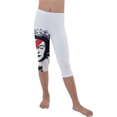 Banksy Graffiti Uk England God Save The Queen Elisabeth With David Bowie Rockband Face Makeup Ziggy Stardust Kids  Lightweight Velour Capri Leggings  by snek