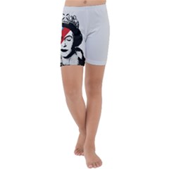 Banksy Graffiti Uk England God Save The Queen Elisabeth With David Bowie Rockband Face Makeup Ziggy Stardust Kids  Lightweight Velour Capri Yoga Leggings by snek