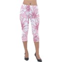 Pink flowers Lightweight Velour Capri Leggings  View1