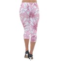 Pink flowers Lightweight Velour Capri Leggings  View2