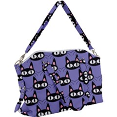 Cute Black Cat Pattern Canvas Crossbody Bag by Valentinaart