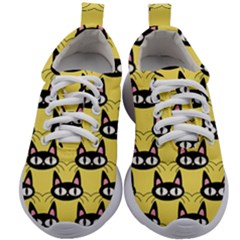 Cute Black Cat Pattern Kids Athletic Shoes by Valentinaart