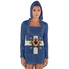 Quebec Flag Drapeau Québec Patriote Carillon Sacré-coeur Christian Catholic Old Vintage With Fleurs De Lys Long Sleeve Hooded T-shirt by Quebec