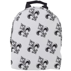 French France Fleur De Lys Metal Pattern Black And White Antique Vintage Mini Full Print Backpack by Quebec