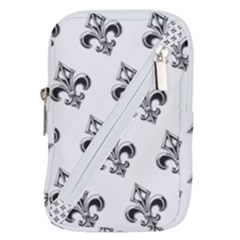 French France Fleur De Lys Metal Pattern Black And White Antique Vintage Belt Pouch Bag (large) by Quebec