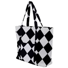 Grid Domino Bank And Black Zip Up Canvas Bag by Sapixe