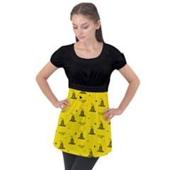 Gadsden Flag Don t Tread On Me Yellow And Black Pattern With American Stars Puff Sleeve Tunic Top by snek