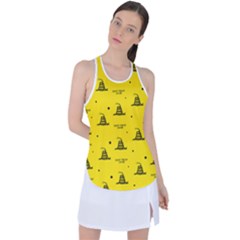 Gadsden Flag Don t Tread On Me Yellow And Black Pattern With American Stars Racer Back Mesh Tank Top by snek
