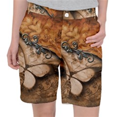 Wonderful Floral Design With Butterflies Pocket Shorts by FantasyWorld7