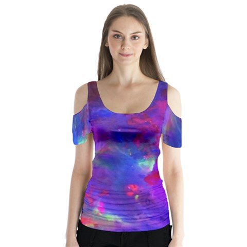 Galaxy Now  Butterfly Sleeve Cutout Tee  by arwwearableart