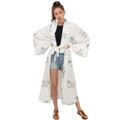 Messy Life Phrase Motif Typographic Pattern Maxi Kimono by dflcprintsclothing