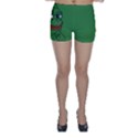 Pepe The Frog Smug face with smile and hand on chin meme Kekistan all over print green Skinny Shorts View1