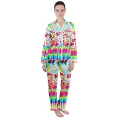 Pattern Decorated Schoolbus Tie Dye Satin Long Sleeve Pyjamas Set by Amaryn4rt