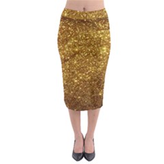Gold Glitters Metallic Finish Party Texture Background Faux Shine Pattern Midi Pencil Skirt by genx