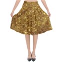 Gold Glitters metallic finish party texture background faux shine pattern Flared Midi Skirt View1