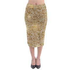 Retro Gold Glitters Golden Disco Ball Optical Illusion Midi Pencil Skirt by genx