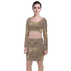 Retro Gold Glitters Golden Disco Ball Optical Illusion Top And Skirt Sets by genx