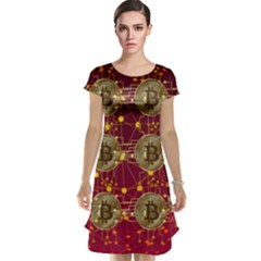 Block Chain Network Bitcoin Data Cap Sleeve Nightdress by Wegoenart