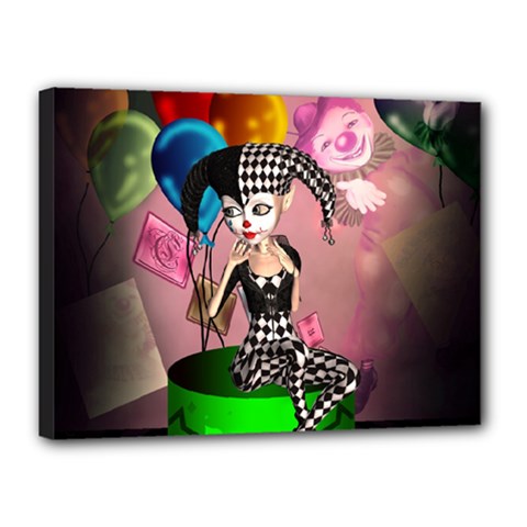 Cute Little Harlequin Canvas 16  X 12  (stretched) by FantasyWorld7