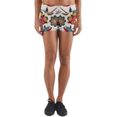 Baatik Print  Yoga Shorts by designsbymallika