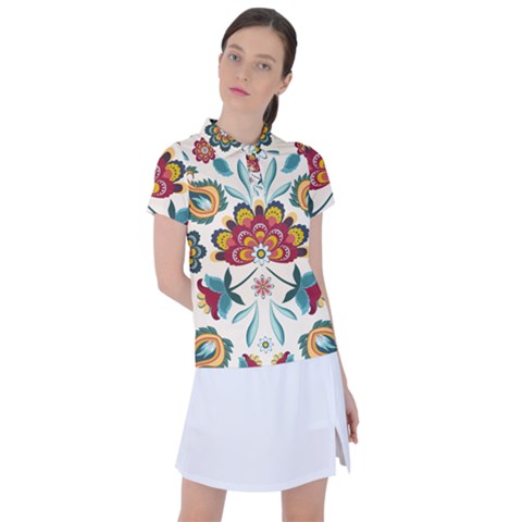 Baatik Print  Women s Polo Tee by designsbymallika