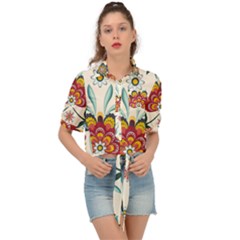 Baatik Print  Tie Front Shirt  by designsbymallika