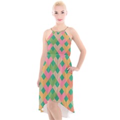 Abstract Seamlesspattern Graphic Lines Vintage Background Grunge Pattern Colorful High-low Halter Chiffon Dress  by Vaneshart
