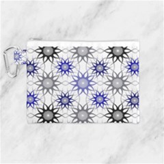 Pearl Pattern Floral Design Art Digital Seamless Blue Black Canvas Cosmetic Bag (medium) by Vaneshart