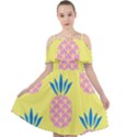 Summer Pineapple Seamless Pattern Cut Out Shoulders Chiffon Dress View1