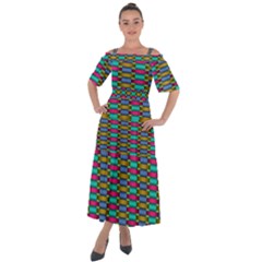 Seamless Tile Pattern Shoulder Straps Boho Maxi Dress  by HermanTelo