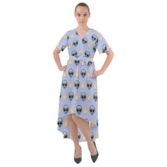 Alien Pattern Front Wrap High Low Dress by Sapixe