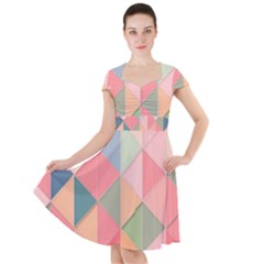 Background Geometric Triangle Cap Sleeve Midi Dress by Sapixe