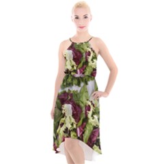 Salad Lettuce Vegetable High-low Halter Chiffon Dress  by Sapixe