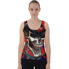 Confederate Flag Usa America United States Csa Civil War Rebel Dixie Military Poster Skull Velvet Tank Top by Sapixe