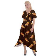 Pizza Is Love Cross Front Sharkbite Hem Maxi Dress by designsbymallika